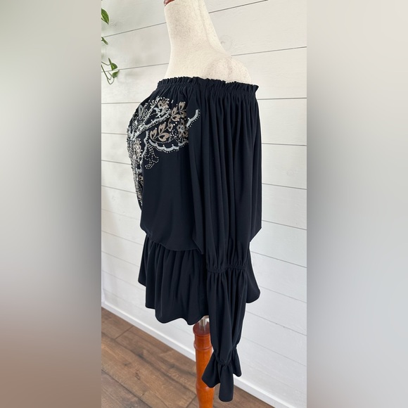 NWT!  BOSTON PROPER OFF THE SHOULDER BLACK EMBROIDERED TOP. SIZE MEDIUM - Picture 3 of 9